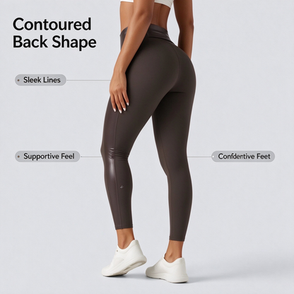 High Waisted Stretchy PU Tummy Control Yoga Leggings with Pocket 🧘