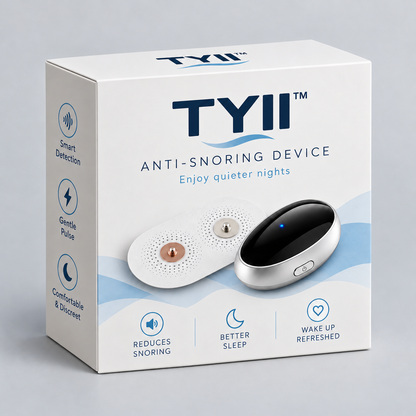 TYII™ Smart Anti-Snoring Device – Intelligent Snore Detection, 3 Adjustable Pulse Levels, Rechargeable Chin-Worn Sleep Aid