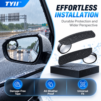 TYII™ 2-in-1 Rearview Mirror Rain Visor & 360° Blind Spot Mirror – Carbon Fiber Style, Universal Car Accessories