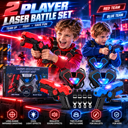 TYII™ 2-Player Laser Tag Set for Kids – Infrared Blaster Guns with LED Chest Sensors, Lights & Sounds, Indoor & Outdoor Battle Game