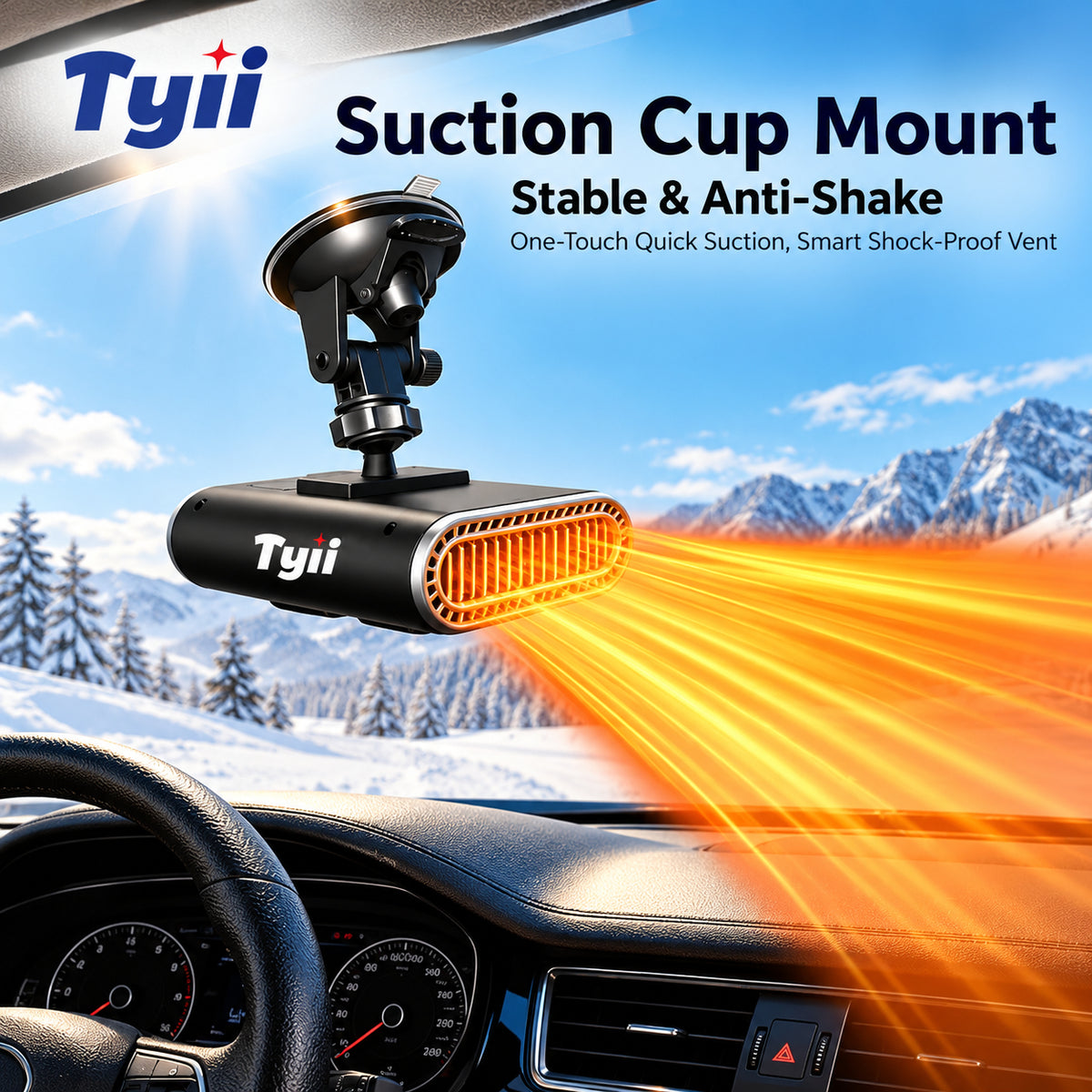 TYII™ 12V Portable Car Heater – 360° Rotating Windshield Defroster & Demister, Adjustable Electric Car Heater for Cars & Trucks