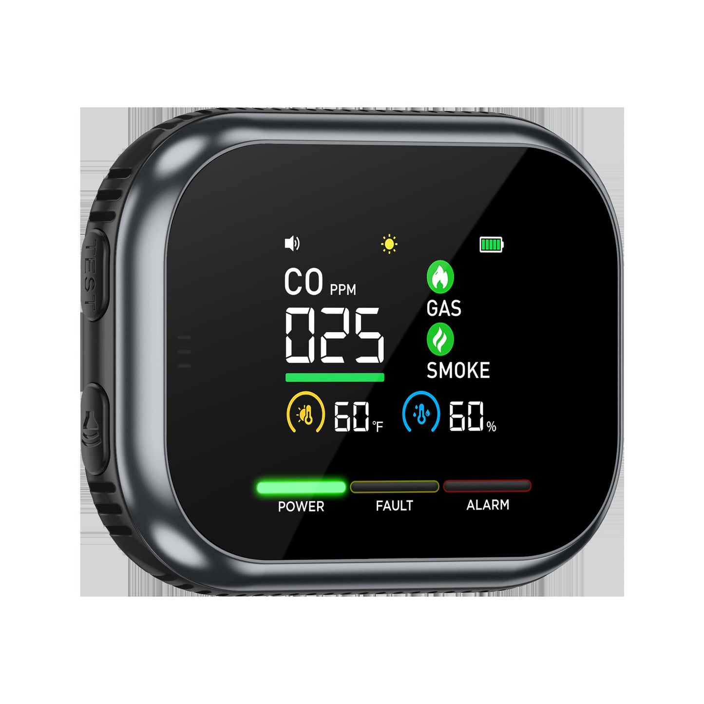 5-in-1 Plug-In Gas & Smoke Detector with LCD Display