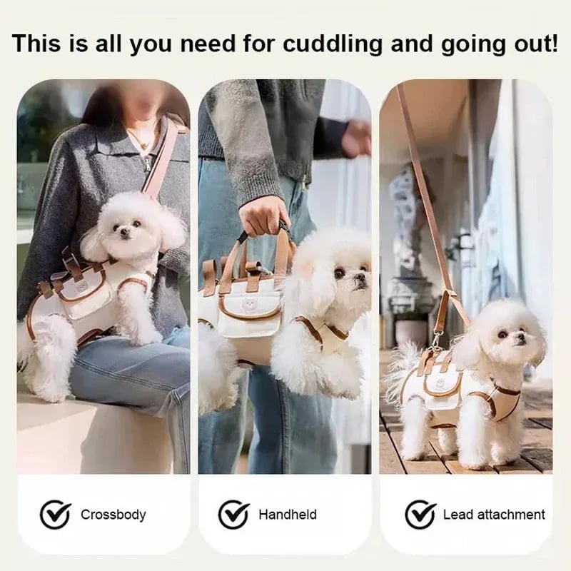 2-in-1 Pet Carrier Shoulder Bag & Backpack with Free Leash – Breathable Carrier for Small Dogs & Cats