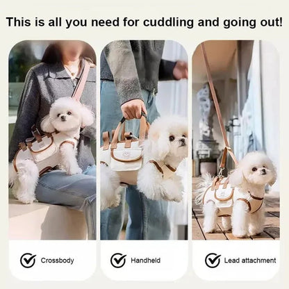 2-in-1 Pet Carrier Shoulder Bag & Backpack with Free Leash – Breathable Carrier for Small Dogs & Cats