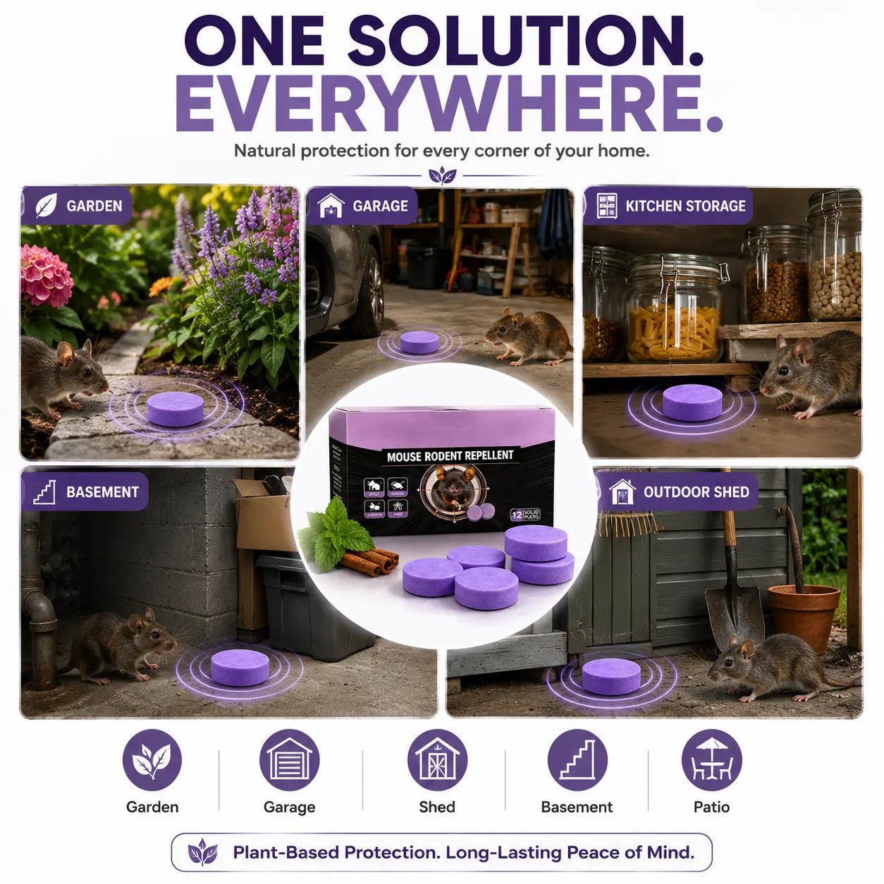 Natural Pest & Rodent Repellent Pucks | Long-Lasting Plant-Based Formula | 12 Piece