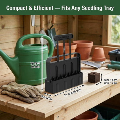 Soil Blocker with Comfortable Handle 2 Inch 4 Cell Soil Blocking Tool