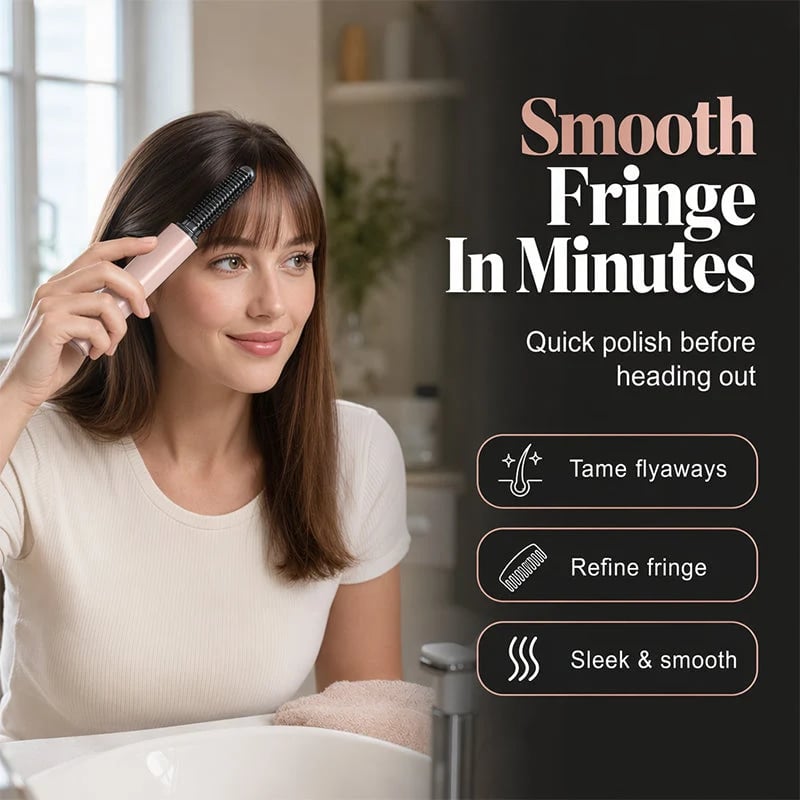 Portable Heated Bang Comb – Cordless Mini Hair Straightening & Styling Brush