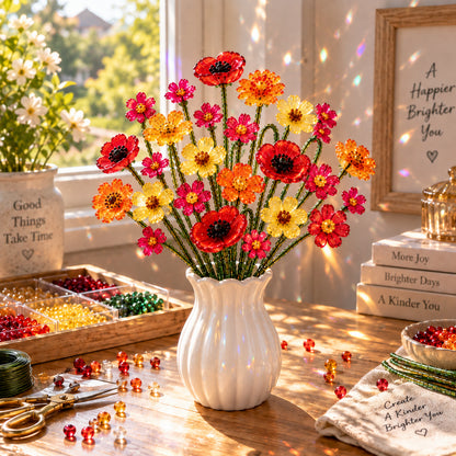 🌼✨DIY Beaded Wildflower Bouquet Kit – Handmade Crystal Flower Craft Set🌸✨