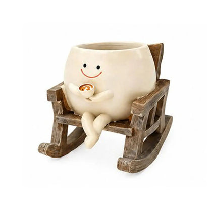 Whimsical Rocking Chair Resin Planter with Drainage Hole