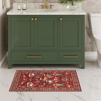 🎄 Christmas Deer & Santa Long Runner Rug