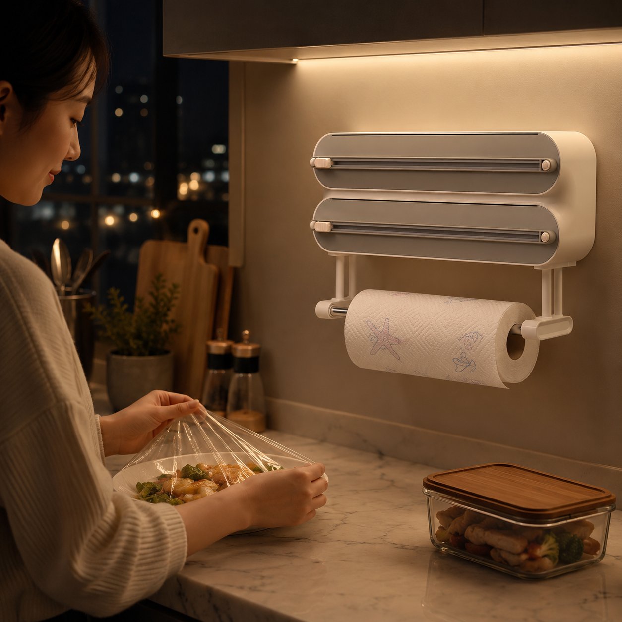 Magnetic Kitchen Roll & Wrap Dispenser for Kitchen Storage