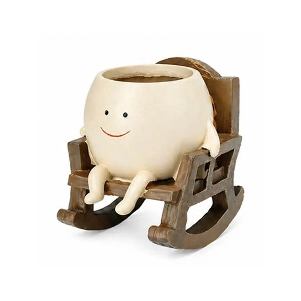 Whimsical Rocking Chair Resin Planter with Drainage Hole