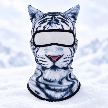 Animal Ski Balaclava – Warm Windproof Snowboard Face Cover with Snow Leopard, Tiger, Tabby & Husky Styles
