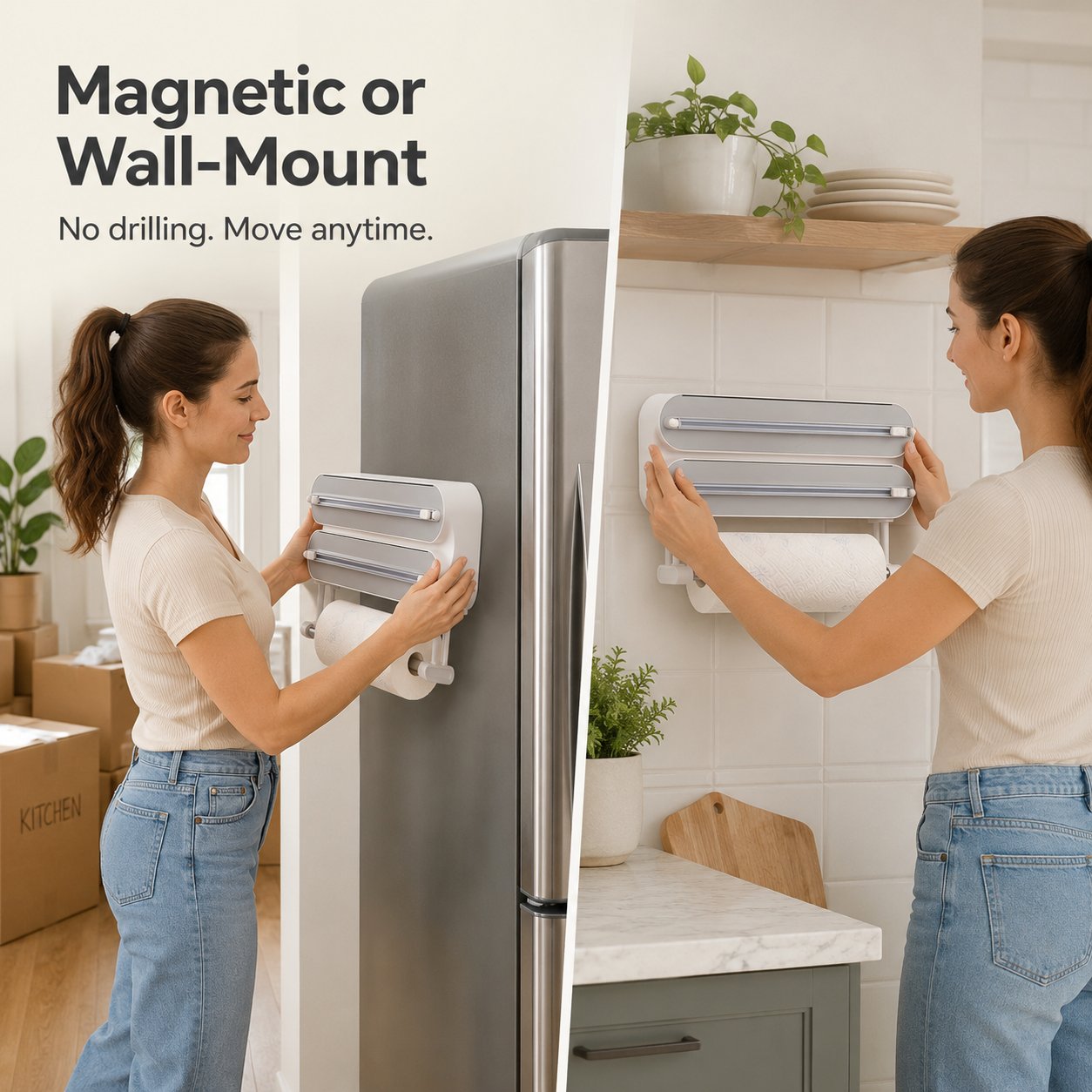 Magnetic Kitchen Roll & Wrap Dispenser for Kitchen Storage