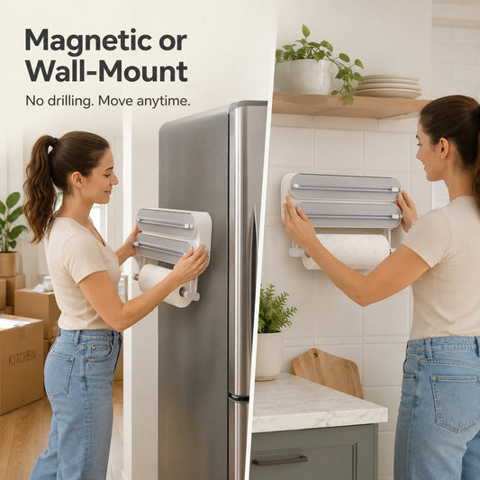 Magnetic Kitchen Roll & Wrap Dispenser for Kitchen Storage