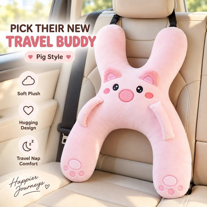 Tyiipro™ Kids Full-Body Car Travel Pillow – Cute Animal Travel Cushion for Road Trips & Naps