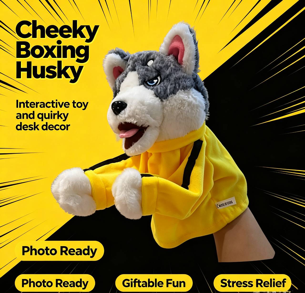 Hand Puppets - Boxing Puppets, Kung Fu Animal Toys Husky Gloves, Birthday Party Pet Toys, Funny Gifts for Small Dogs and Cats to Play with