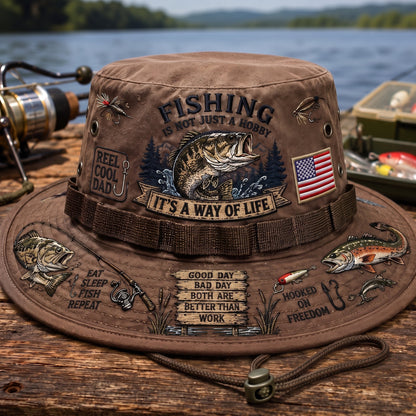 Fishing Is a Way of Life Embroidered Boonie Hat – Outdoor Fishing Bucket Hat