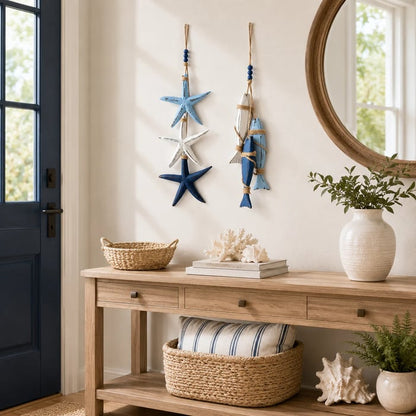 Mediterranean Decorative Starfish & Fish Hanging Ornaments for Home, Cafe & Restaurant - Ocean Style Crafts