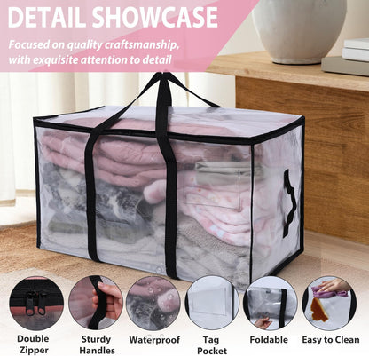 Extra Large Moving Storage Bags – 24 Gallon Capacity, Up to 110 Lbs, Heavy-Duty Zippered Bags with Handles