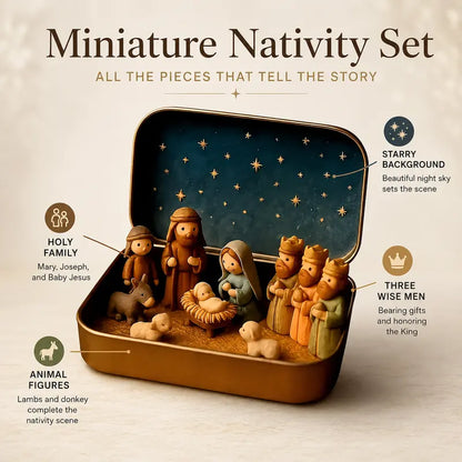 Pocket-Size Mini Nativity Scene Set with Storage Box