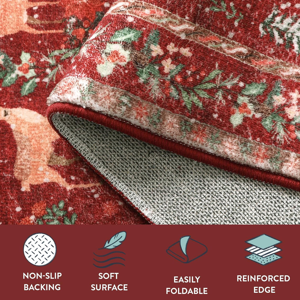 🎄 Christmas Deer & Santa Long Runner Rug