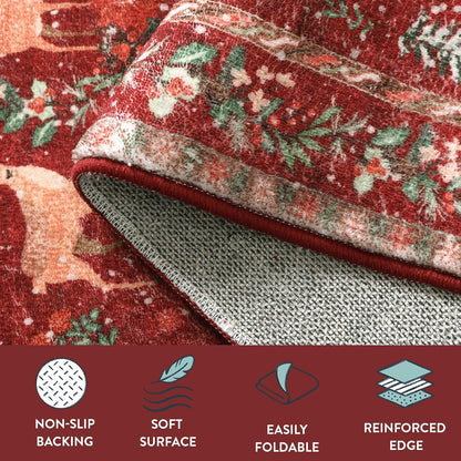🎄 Christmas Deer & Santa Long Runner Rug