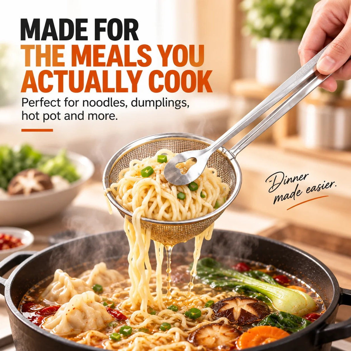 🔥Tyiipro™ 2-in-1 Stainless Steel Strainer Tongs – Grab, Drain & Serve with One Tool