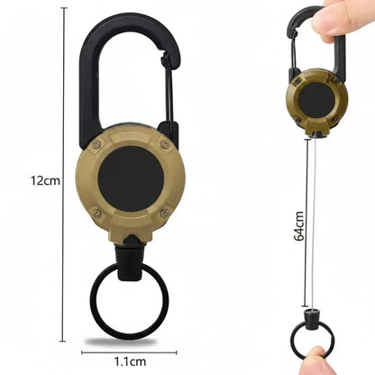 Heavy-Duty Retractable Carabiner Keychain – 25in Steel Lanyard, 100K Pull Cycles