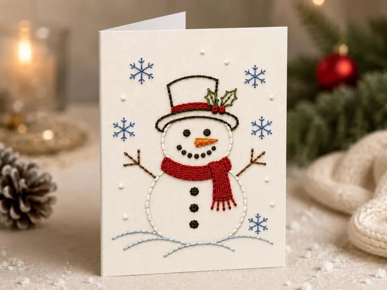 🌲 🪡 Christmas Hand Embroidery Card DIY Kit | Stitch Your Way Into the Christmas Spirit ✨ 🎁