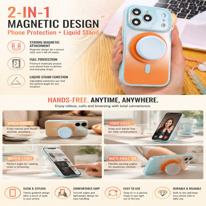 TYIIPRO™ Magnetic Gradient Phone Case with Liquid Stand for iPhone