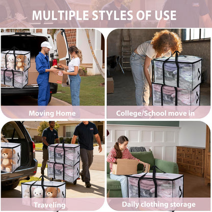 Extra Large Moving Storage Bags – 24 Gallon Capacity, Up to 110 Lbs, Heavy-Duty Zippered Bags with Handles