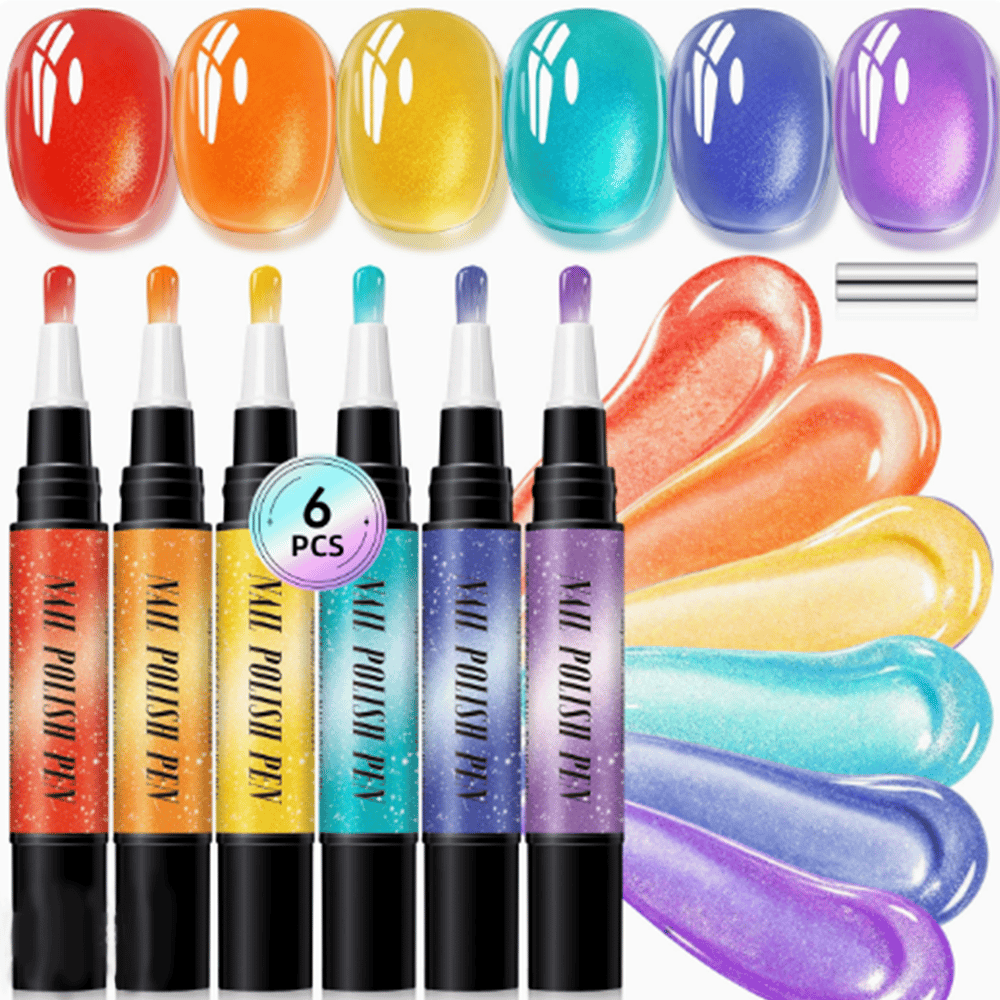 6PCS One-Step Gel Nail Art Pen Set