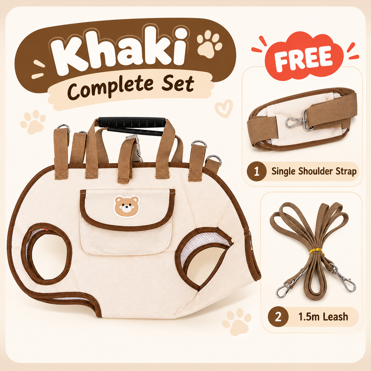 2-in-1 Pet Carrier Shoulder Bag & Backpack with Free Leash – Breathable Carrier for Small Dogs & Cats