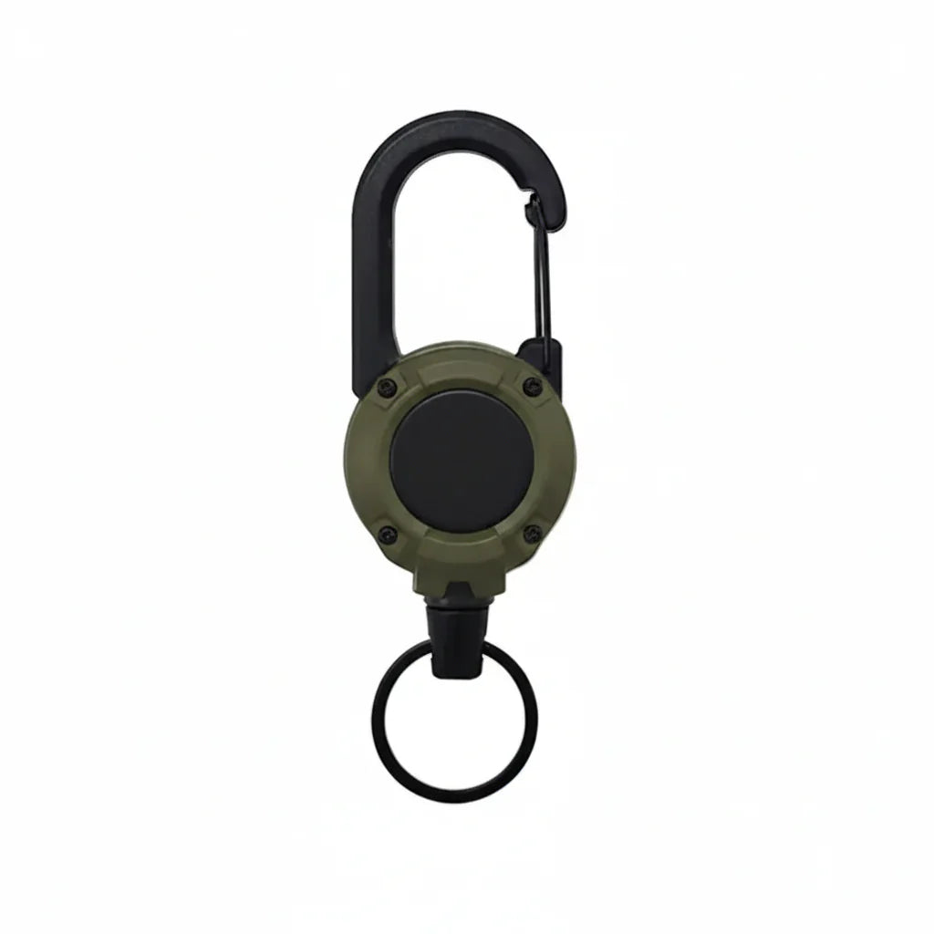 Heavy-Duty Retractable Carabiner Keychain – 25in Steel Lanyard, 100K Pull Cycles