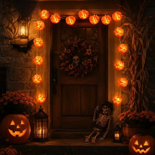 🎃🌼 Mexican Marigold Flower String Lights