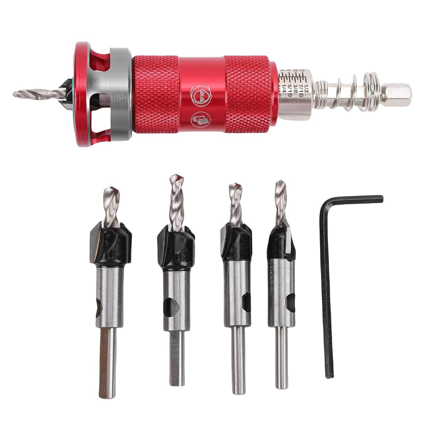 Tyiipro™ 5PCS Adjustable Countersink Drill Bit Set with Depth Stop