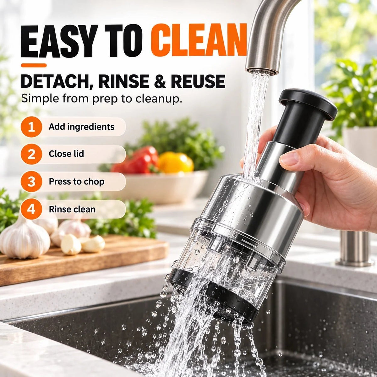 🥣Tyiipro™ Chop Garlic Faster – Press-Down Manual Food Chopper