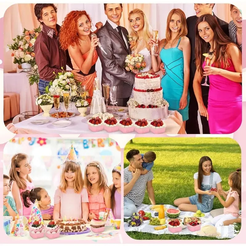 🧁5oz Mini Aluminum Foil Cake Pans with Lids, Forks & Stickers