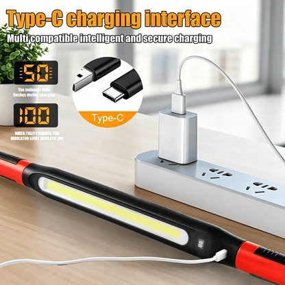 Tyiipro™ Rechargeable Magnetic LED Work Light with Built-in Battery - IP55 Waterproof & Shockproof, Clamp & Magnet Base