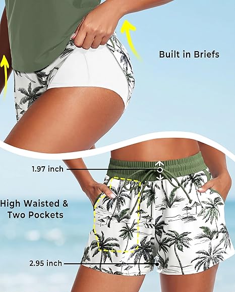 Women's 3-Piece Tankini Swimsuit Set with Pocket Shorts