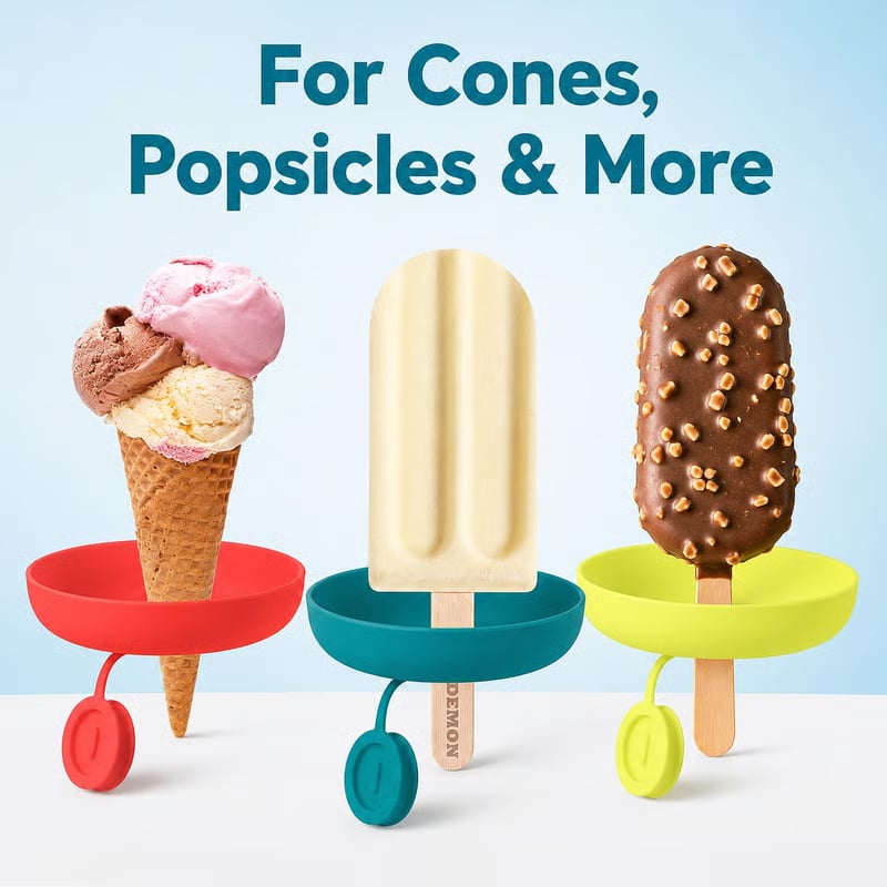 4PCS Silicone Ice Pop Holder - Drip Catcher for Frozen Treats - Dishwasher Safe Summer Kids and Toddler Essentials