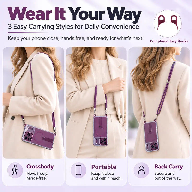Tyiipro™ MagSafe Phone Case with Detachable Crossbody Neck Lanyard Strap