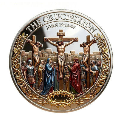 ✝️ 4PC Double-Sided Crucifixion & Resurrection Commemorative Coin – Christian Faith Keepsake & Easter Gift
