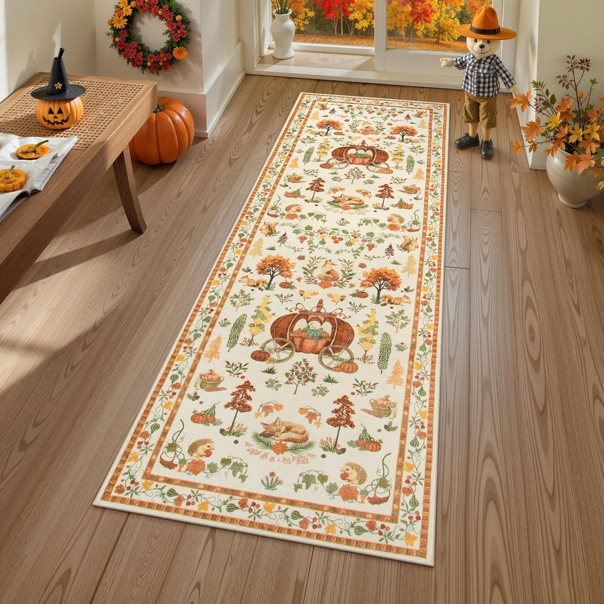 🎄 Christmas Deer & Santa Long Runner Rug