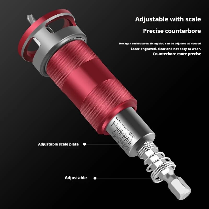 Tyiipro™ 5PCS Adjustable Countersink Drill Bit Set with Depth Stop