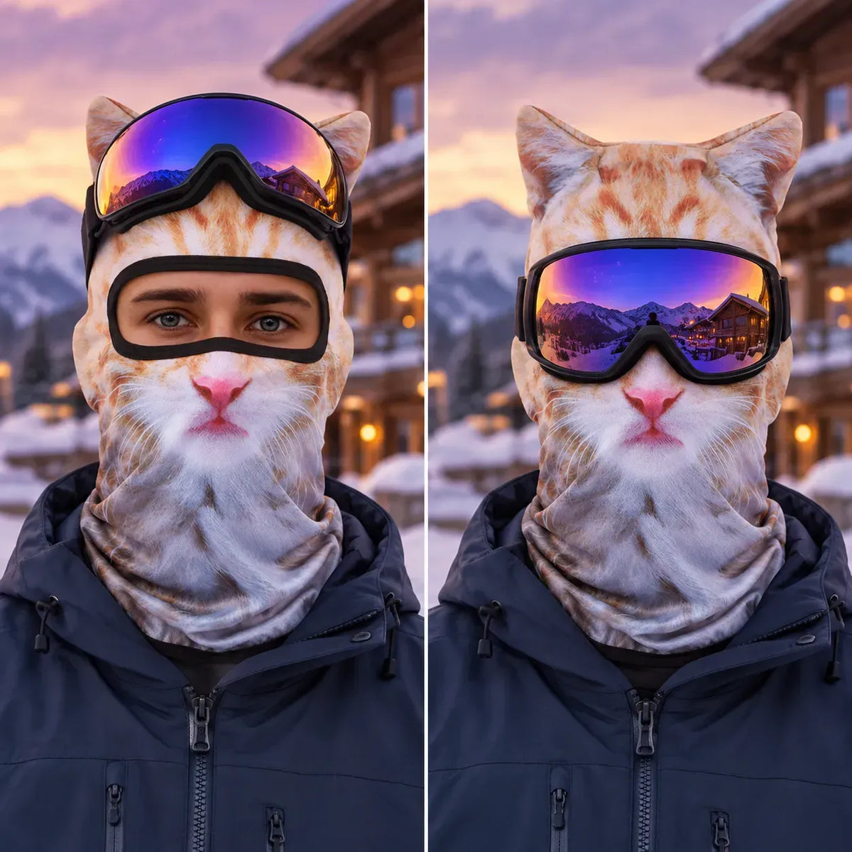 3D Animal Balaclava with Ears | Halloween Face & Neck Hood