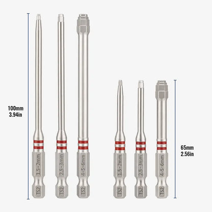 TYIIPRO™ 6PCS S2 Alloy Steel Magnetic Screwdriver Bits Set – Pagoda Hex Shank Drill Bit Set