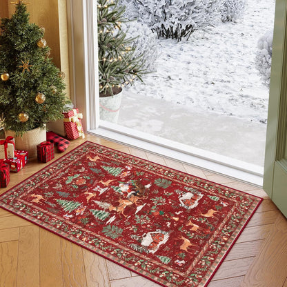 🎄 Christmas Deer & Santa Long Runner Rug