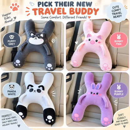 Tyiipro™ Kids Full-Body Car Travel Pillow – Cute Animal Travel Cushion for Road Trips & Naps